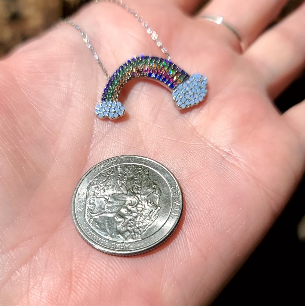 Opal Cloud Multi Gem Rainbow Sterling Necklace - image 5